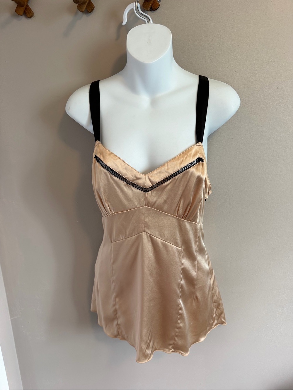 Nanette Lepore Oonagh Silk Lace Trim Camisole Top Champagne Gold 10